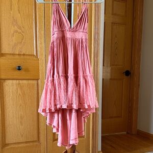 Lulu's Rose Pink High-Low Tiered Sundress